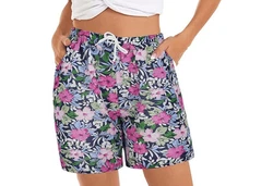 AUKUU Badeshorts Herren Schnell Trocknende Fünf-Punkt-Hose Lila/Rosa