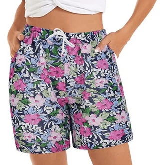 AUKUU Badeshorts Herren Schnell Trocknende Fünf-Punkt-Hose Lila/Rosa