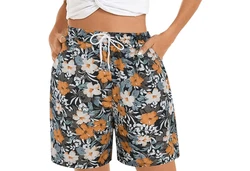 AUKUU Badeshorts Herren Schnell Trocknende Fünf-Punkt-Hose Beige/Orange/Braun
