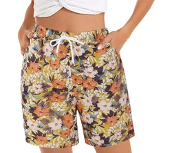 AUKUU Badeshorts Herren Schnell Trocknende Fünf-Punkt-Hose Beige/Mischfarben/Braun/Orange