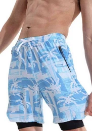 Badeshorts Herren Badehose Doppellagige Shorts Weite Herrenbekleidung fr Thermen und Schwimmausstattung.