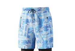 AUKUU Badeshorts Herren Doppellagige Shorts Blau/Hellblau