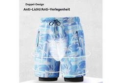AUKUU Badeshorts Herren Doppellagige Shorts Blau/Hellblau