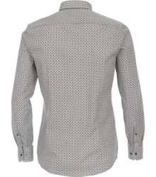 VENTI Businesshemd extra langer Arm Print Grau/Beige