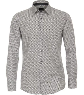 VENTI Businesshemd extra langer Arm Print Grau/Beige