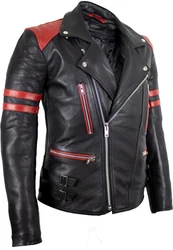 MDM Motorradjacke Herren Retro Lederjacke Motorrad Jacke mit Protektoren Biker Oldschool Schwarz