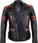 MDM Motorradjacke Herren Retro Lederjacke Motorrad Jacke mit Protektoren Biker Oldschool Schwarz