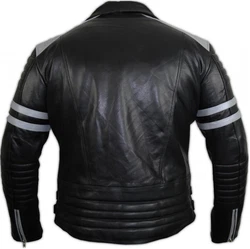MDM Motorradjacke Herren Retro Lederjacke Motorrad Jacke mit Protektoren Biker Oldschool Schwarz