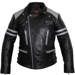 MDM Motorradjacke Herren Retro Lederjacke Motorrad Jacke mit Protektoren Biker Oldschool Schwarz