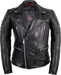 MDM Motorradjacke Herren Retro Lederjacke Motorrad Jacke mit Protektoren Biker Oldschool Schwarz