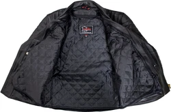 MDM Motorradjacke Herren Retro Lederjacke Motorrad Jacke mit Protektoren Biker Oldschool Schwarz
