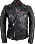 MDM Motorradjacke Herren Retro Lederjacke Motorrad Jacke mit Protektoren Biker Oldschool Schwarz