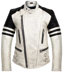 MDM Motorradjacke Herren Retro Lederjacke Motorrad Jacke mit Protektoren Biker Oldschool Schwarz