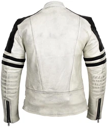 MDM Motorradjacke Herren Retro Lederjacke Motorrad Jacke mit Protektoren Biker Oldschool Schwarz