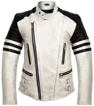 MDM Motorradjacke Herren Retro Lederjacke Motorrad Jacke mit Protektoren Biker Oldschool Schwarz