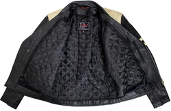 MDM Motorradjacke Herren Retro Lederjacke Motorrad Jacke mit Protektoren Biker Oldschool Schwarz