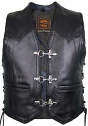 Lederweste Biker Lederweste Kutte mit Schnallen Verschluss