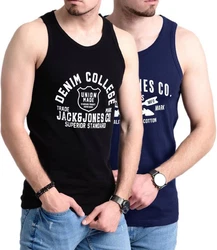 Jack & Jones Tanktop mit Print (2er-Pack) Blau/Dunkelblau/Schwarz