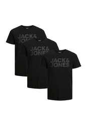 Jack & Jones T-Shirt 3er Pack Corp Schwarz/Dunkelgrün