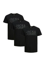 Jack & Jones T-Shirt 3er Pack Corp Schwarz/Dunkelgrün