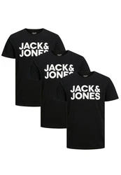 Jack & Jones T-Shirt 3er Pack Corp Schwarz