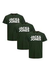 Jack & Jones T-Shirt 3er Pack Corp Dunkelgrün/Grün