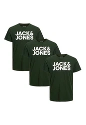 Jack & Jones T-Shirt 3er Pack Corp Dunkelgrün/Grün