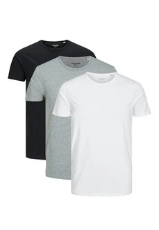 Jack & Jones T-Shirt 3er Pack Basic Grau/Weiß/Hellgrau