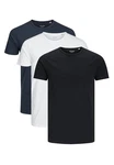 Jack & Jones T-Shirt 3er Pack Basic Dunkelblau/Grau/Blau/Dunkelgrau/Weiß
