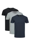 Jack & Jones T-Shirt 3er Pack Basic Dunkelblau/Grau/Blau/Dunkelgrau