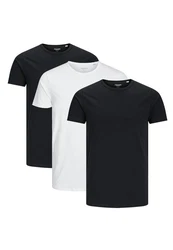 Jack & Jones T-Shirt 3er Pack Basic Dunkelblau/Weiß/Schwarz