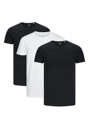 Jack & Jones T-Shirt 3er Pack Basic Dunkelblau/Weiß/Schwarz