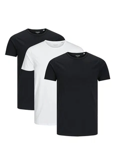 Jack & Jones T-Shirt 3er Pack Basic Dunkelblau/Weiß/Schwarz