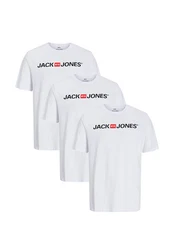 Jack & Jones T-Shirt 3er Pack Basic Schwarz/Hellblau/Lila