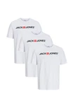 Jack & Jones T-Shirt 3er Pack Basic Schwarz/Hellblau/Lila