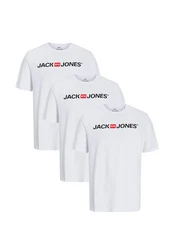 Jack & Jones T-Shirt 3er Pack Basic Schwarz/Hellblau/Lila