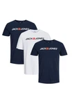 Jack & Jones T-Shirt 3er Pack Basic Dunkelblau/Schwarz/Hellblau