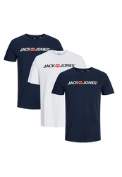 Jack & Jones T-Shirt 3er Pack Basic Dunkelblau/Schwarz/Hellblau