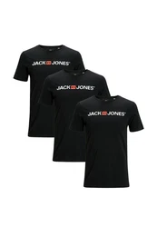 Jack & Jones T-Shirt 3er Pack Basic Schwarz/Hellblau
