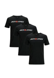 Jack & Jones T-Shirt 3er Pack Basic Schwarz/Hellblau