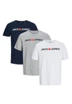 Jack & Jones T-Shirt 3er Pack Basic Schwarz/Hellblau/Silber/Mischfarben/Dunkelblau