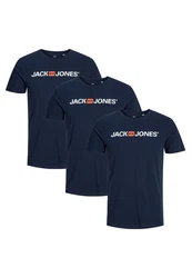 Jack & Jones T-Shirt 3er Pack Basic Dunkelblau/Schwarz