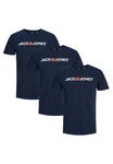 Jack & Jones T-Shirt 3er Pack Basic Dunkelblau/Schwarz