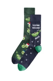 Basicsocken Socken mit Weihnachtsmuster, 2er-Pack (2-Paar)