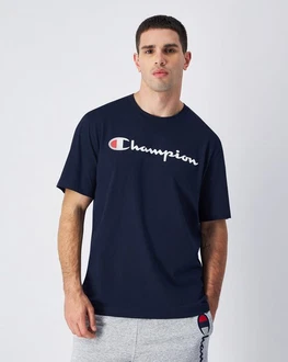 Champion Kurzarmshirt Crewneck T-Shirt BDC Dunkelblau/Beige Champion Kurzarmshirt Crewneck T-Shirt BDC Dunkelblau/Beige