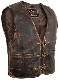 Lederweste Herren Vintage Lederweste (Biker Weste, Lederweste, Motorradkutte, Kutte) Biker Motorrad Weste im Used Look