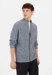 camel active Strickjacke Stehkragen Grau/Hellblau/Dunkelblau