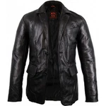 MDM Lederblazer Herren Leder Sakko Schwarz/Grau/Dunkelbraun/Lila/Braun