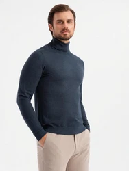 OMBRE Rollkragenpullover Herrenstrick Dunkelblau/Grau/Hellblau