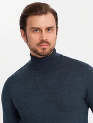 OMBRE Rollkragenpullover Herrenstrick Dunkelblau/Grau/Hellblau